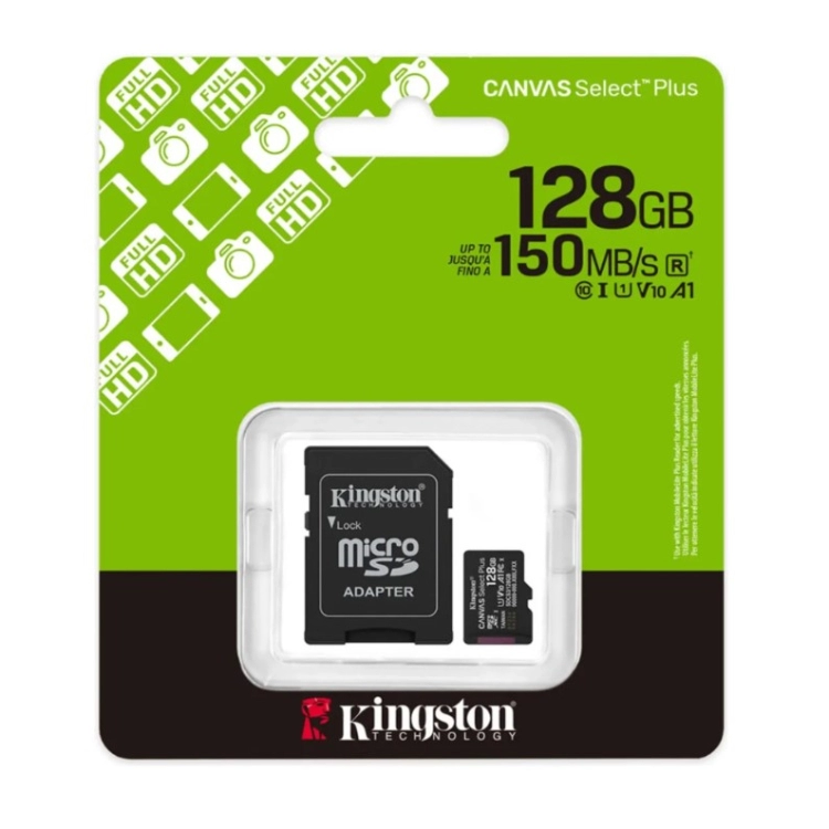 Tarjeta de Memoria Micro SDXC Kingston 128 GB Canvas Select Plus Con Adaptador Art.SDCS3 -128GB